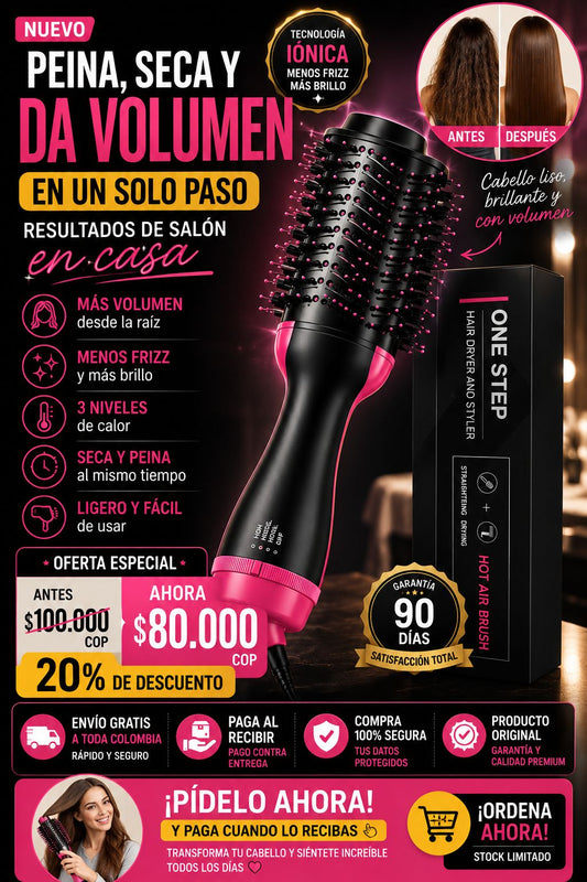 Cepillo Secador Rizador 3 En 1 Electrico